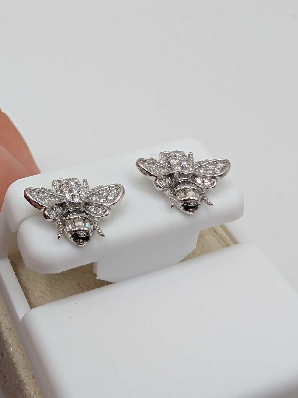 925 Sterling Silver Moissanite Bumble Bee Stud Earrings 1.00 CTW